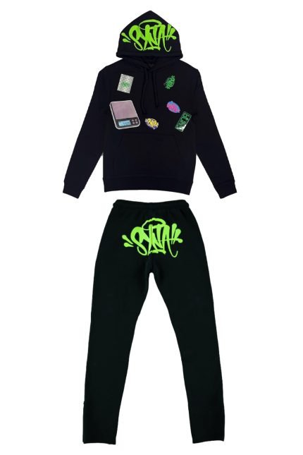 Syna Sticker Patches Tracksuit Black / Green
