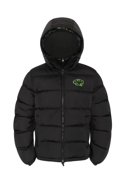 SYNA DOUBLE PUFFER JACKET BLACK / NEON GREEN