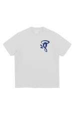 HALO ‘S’ PRINTED LOGO TEE – WHITE/COBALT BLUE